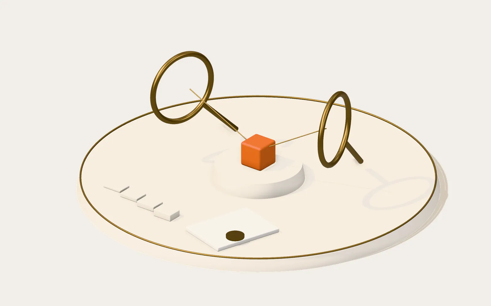 Isometric illustration of independent review: two lenses examine the same finding from opposite sides beside a sealed report and its evidence trail.