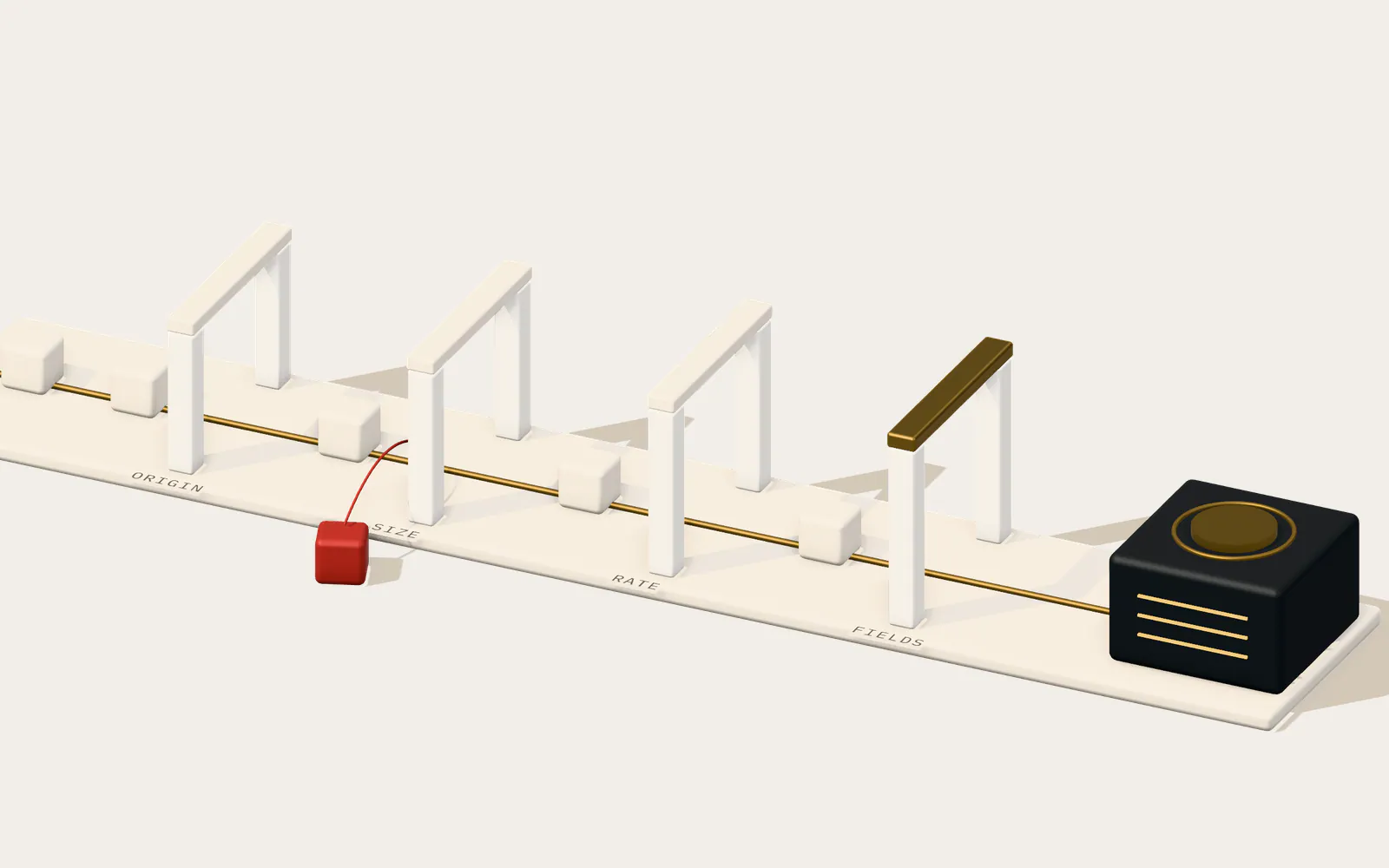 Isometric illustration of a submission path: requests pass origin, size, rate and field checks; one is refused and set aside; the rest reach an encrypted store.