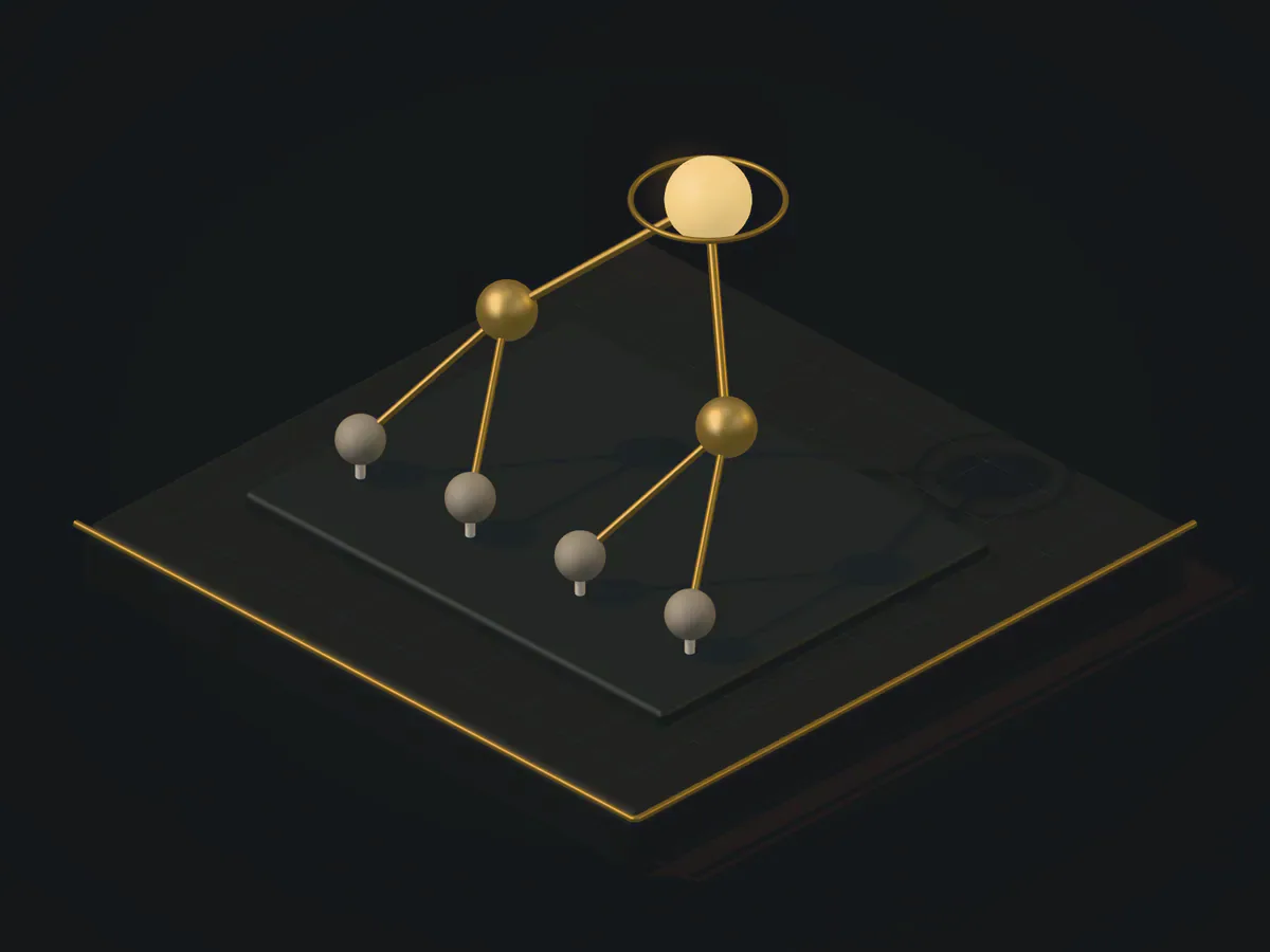 Emblem for formal methods: a derivation tree whose branches converge on a proven property.