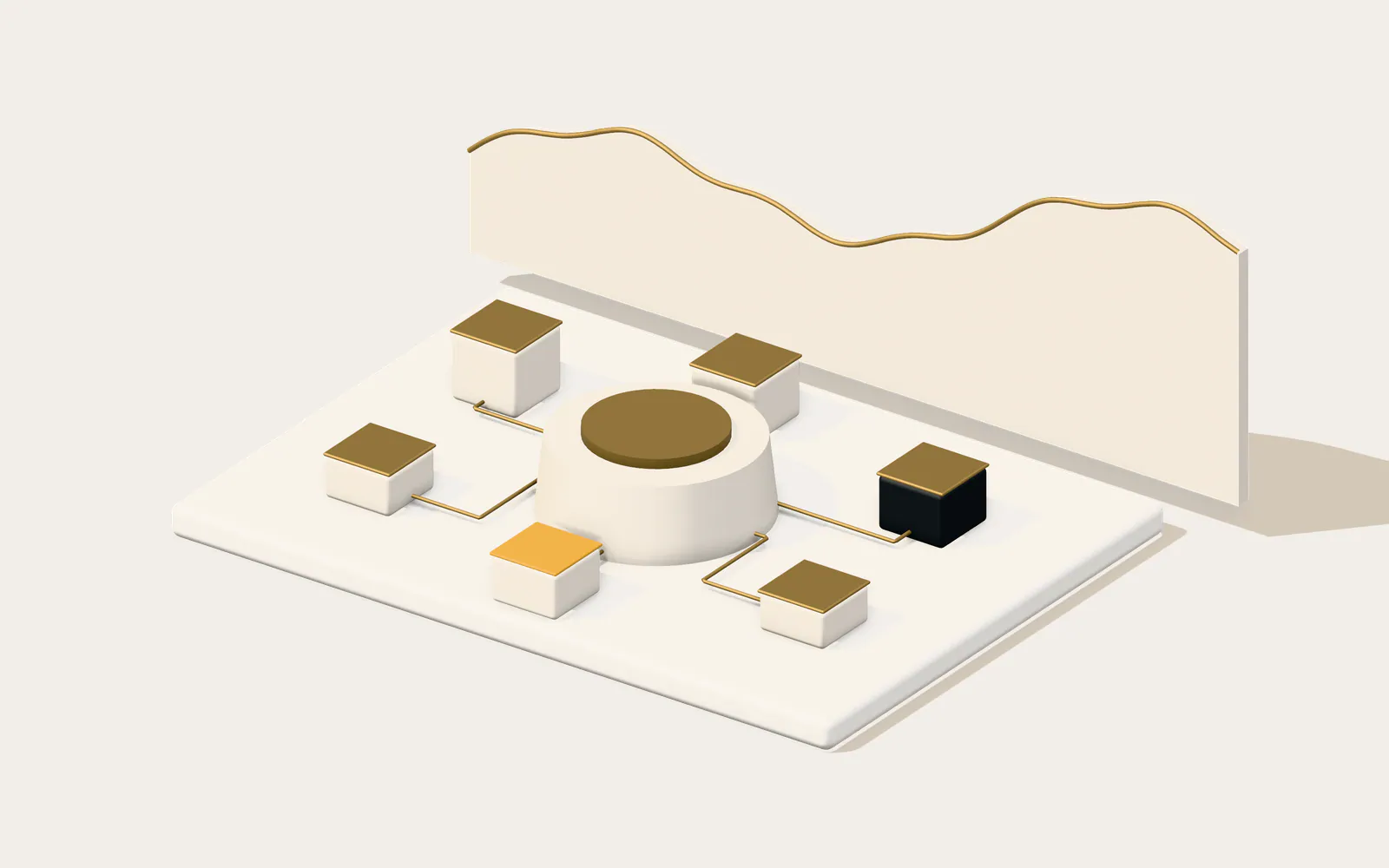 Illustration: a protocol core linked to its known contracts, with a value ribbon behind