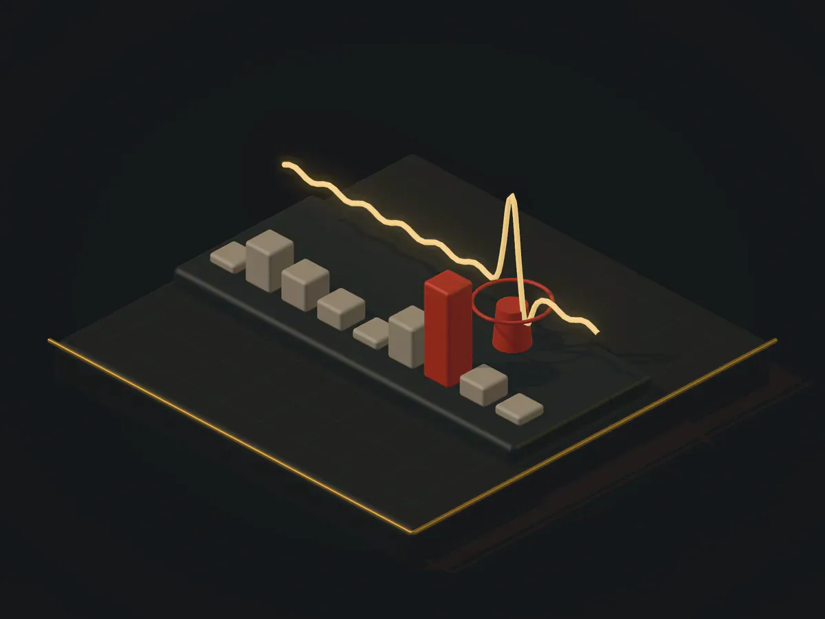 Emblem for security operations: an event timeline with a detection pulse and an alert beacon.